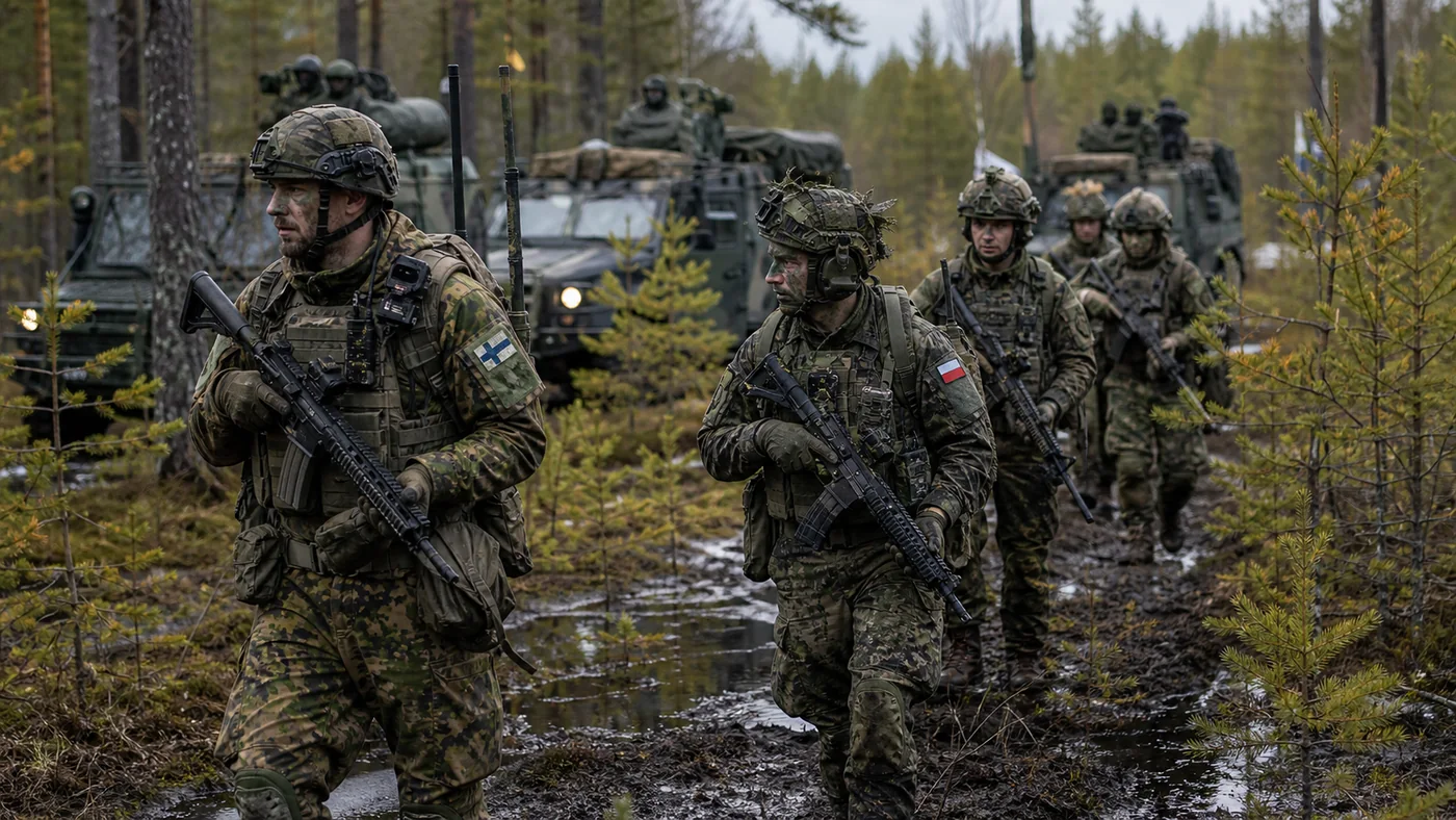 Wielonarodowy oddział NATO ćwiczy przemieszczanie w fińskim lesie