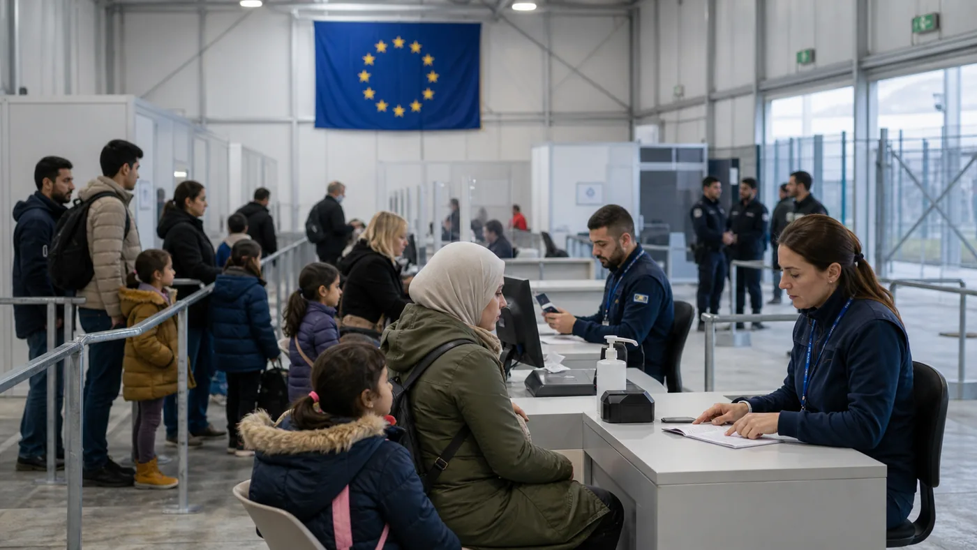Rejestracja migrantów i uchodźców w europejskim ośrodku przy granicy zewnętrznej