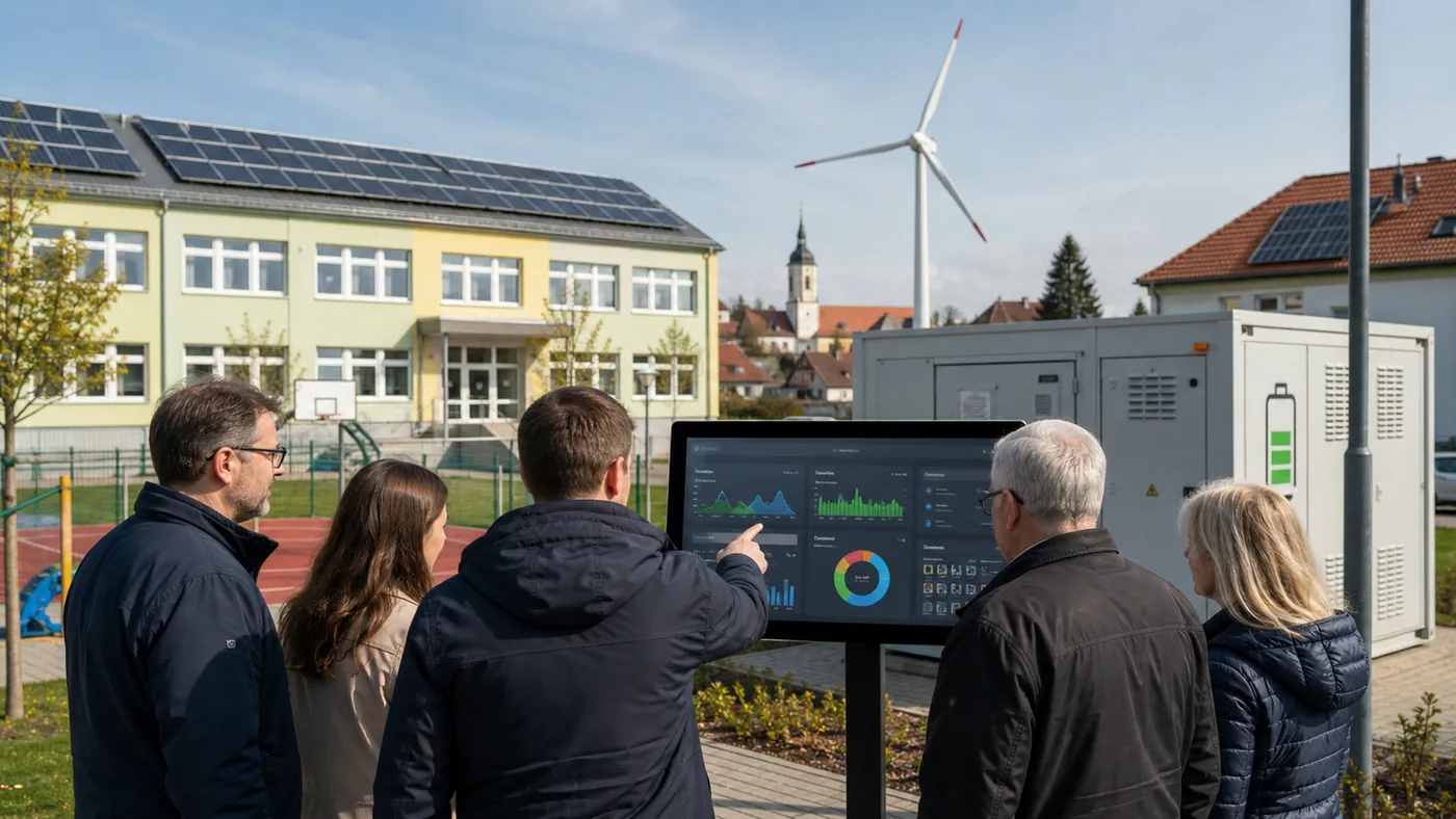 Nowoczesna infrastruktura energetyczna z turbinami wiatrowymi i liniami przesyłowymi